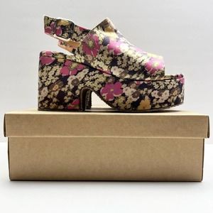 FREE PEOPLE Nicola Wedge Platform Sandals EU 39 US 9 Disty Floral Retro NWT